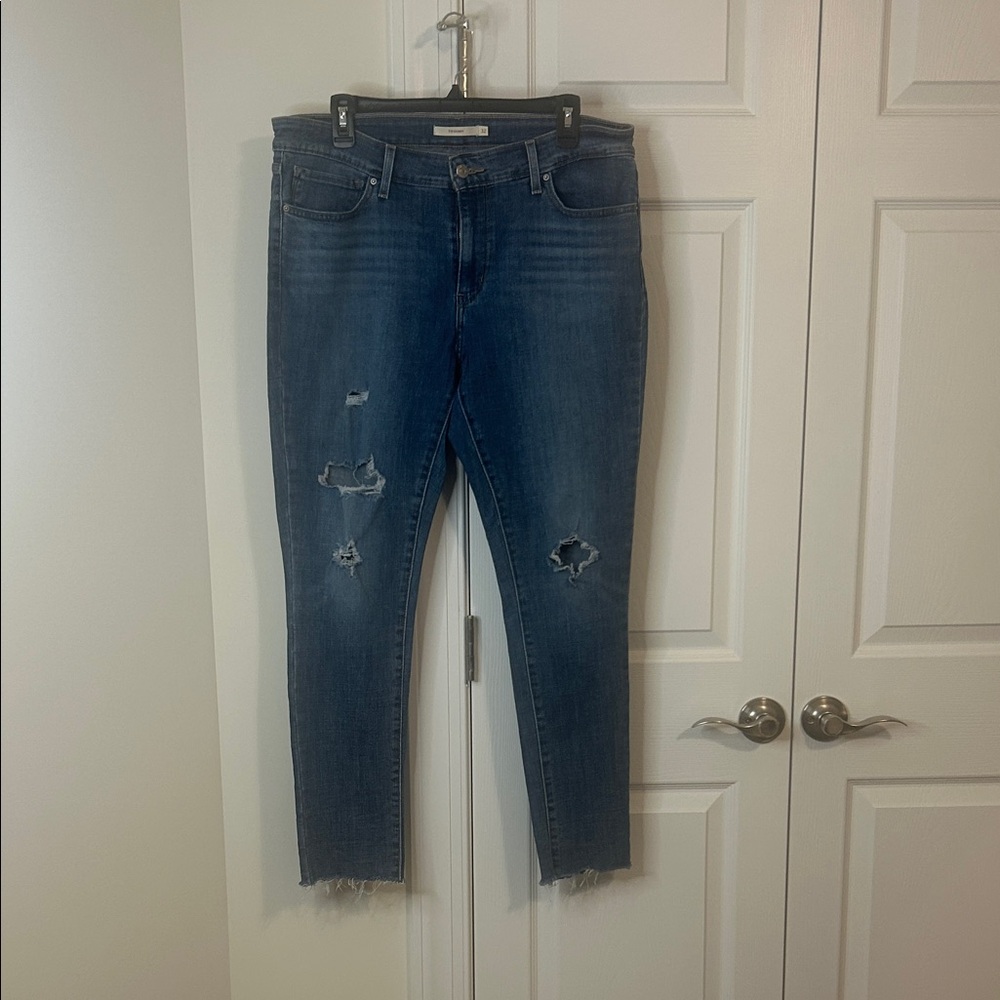 Levi Strauss Distressed Skinny Blue Jeans